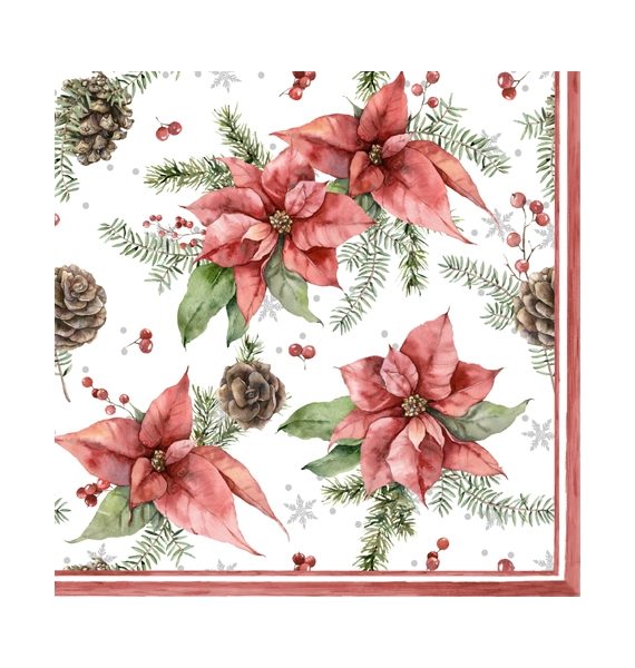 Watercolor,Christmas,Seamless,Pattern,With,Poinsettia,,Pine,Cone,And,Fir