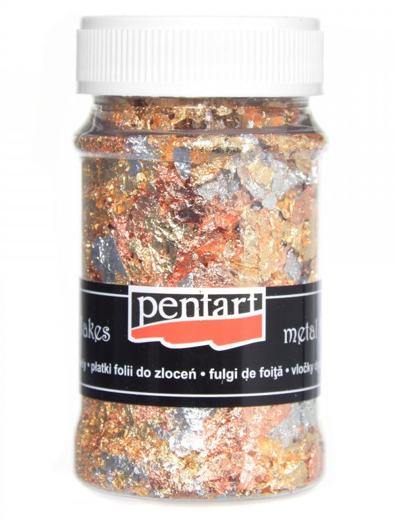 decor-foil-in-flakes-pentart-gold-silver-and-copper-100-ml