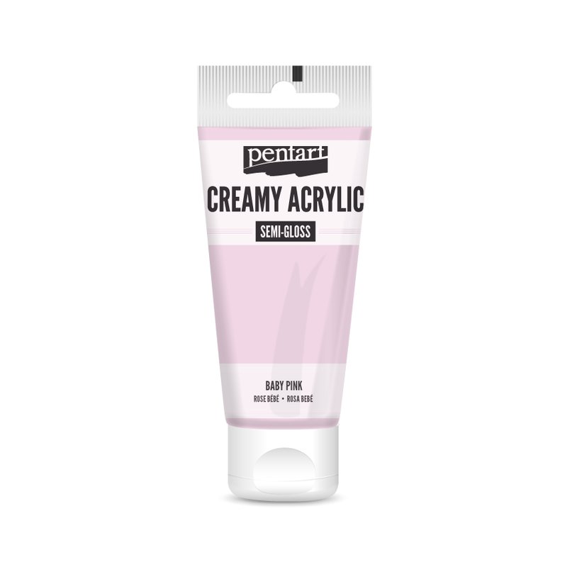 Creamy Acrylic Paint Semi-Gloss 60 ml, Baby Pink - Decofrog - Art Materials
